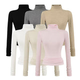 Lyselle Tiansi High Collar With A Bottom Shirt In The Autumn Solid Color Foundation Slim Slimming Waist-On-One Top