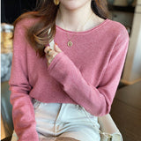 White Knitted Women's Spring And Autumn Bottoming Suit With A New Thin Top In The Early Autumn Of 2025 Autumn And Winter Sweater