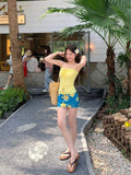 2026 New Hottie Sexy Strapped Summer Flower Skirt Bag Hip Dress Three-Piece Swimsuit Woman
