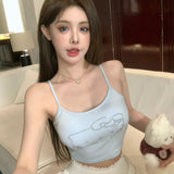 724# Human Cotton Drill Cute Age-Rearing Sling Vest Summer Wear Women Decorate With Chest Mat Inside The Top