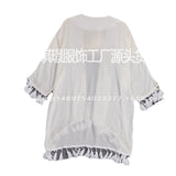 Ethnic Shawl Embroidered T-Shirt Seven-Point Sleeve 2026 New Women's Long Coat Sunscreen Shirt Top