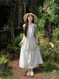 French Sweet Embroidered Lace Hanging Neck Vest Dress Women's Summer Design Feel Beautiful First Love Long Dress