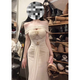 Net Yarn Double-Layer Light Luxury Name Style Temperament Shoulder Dress Tight Dress Beautiful Dress