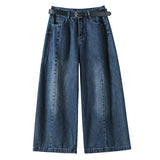 Physical Explosion Early Spring New 2026 Retro Wind Bone Line Design Nine-Point Balloon Jeans Women Loose Broad Legs