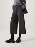 Special Counter Quality 2025 Winter New Fashion Plus Thick Pull Wool Warm Eight-Point Wide Leg Trousers Casual Pants Women Pants