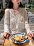 White Transparent Glid Blouse Small Incense Blouse Thin Breathable Short Cardigan