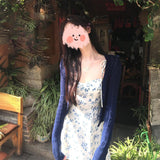 2025 Fashion New Temperament French Sweet Floral Sling Dress Women's Waist Tea Break Skirt