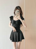 Strict 2026 New Purpure Body Thin Belly Conservative Student Dress Fresh Pure Swimsuit