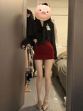 Spring And Summer Pure Desire Sister Style Wearing A Suit Of Female Mature Temperament Bow Long-Sleeved Shirt + Bag Of Hip Skirt A Complete Set