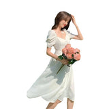 French First Love White Dress Fairy Super Fairy Sen Tied Waist Thin Square Dress Gentle Temperament Dress Summer