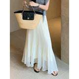 High-Quality 2026 Spring New Sleuish Loose Waist Pressure Ruffle Organ Ruffle Dress Fairy Bountail Skirt