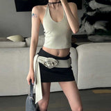 2026 Fried Street Suit Flower Belt Half-Dress Girl Summer Babes Hanging Neck Slings Net Red Dress Two-Piece