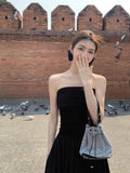 Black Floral Sling Dress Woman Early Spring New French Style Sexy Ass Skirt Dress Skirt