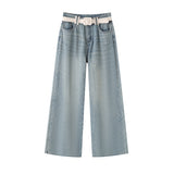2025 Plus Plus Thick Broad Leg Pants Women's Jeans Vintage Hot Trousers Jeans Women's Long Pants