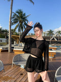 2026 New Women's Lint Swimsuit Thin Belly Loose Three-Piece Set Of Fashion Age Reduction Thin Swimsuit Women