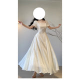 Tea Break French First Love Dress Dress Women's Summer 2025 New Gentle Temperament Unique Beauty Waist A Word Long Dress