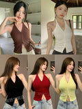 1070# Hanging Neck Vest Women Summer Wear Design Small Chime Chime Blouse With Chest Pad Outside Wear