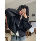Korean Chic Autumn And Winter Niche Design Sense Splicing Hood Can Be Detachable With Warm Short Hair Coat 2 Colors