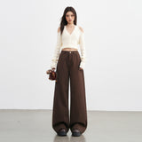 Ki Color Straight Jeans Women 2025 Autumn And Winter New High-Waisted Loose Thin Broad Leg Trousers