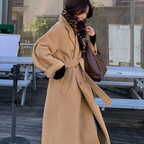 Camel Color Coat Woman's Long 2026 New Autumn And Winter Thick Korean Hepburn Wind Hair Coat