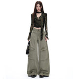2026 Autumn Retro | Multi-Pocket Design | Loose Broad-Legged Workwear Jeans Women Yichun