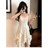 Thicker Chiffon Fabric + Inner Tulle Lace Sling Dress Women 2026 Summer New Irregular Skirt