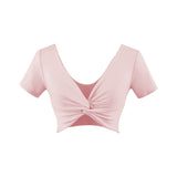 Hottie Sexy V-Neck Umbilly T-Shirt Lady Jazz Dance Sweet Spicy Tight Dance Blouse Short Sleeve T-Shirt