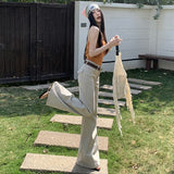 Old Money Latte Milk Tea Color Elastic Horn Low Waist Not Leg Thin Horn Trousers Jeans Jeans