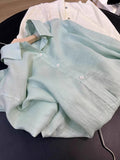 CHAO Grade Recommended! Self-Retention ~ Mint Green Babe Shirt Female Thin Breathable Summer Linen Sunscreen Shirt