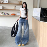 Vintage Wide-Legged Scissors Jeans Women's Summer 2025 Design Water Wash Loose Hanging Banana Pants