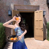 2025 Holiday Style Blue Print Bare Back Sling Sling Sling Sling Sexy Bra Scarf Two Wearing Large Square Towel Set