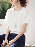 Casual Design Feeling Under The Open Fork Decorative Buckle Short-Sleeved T-Shirt 2025 Summer New T-Shirt Girl