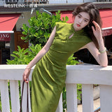 West Meet The New Chinese Style Improved Cheongsam Women In The Summer Of 2025 New Jasbody Water Drop-Down Dress