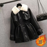Large-Size Lady Wears 2025 New Fat Sister Fashion Temperament Lumbar Fur Locomotive Plus Velvet Coat