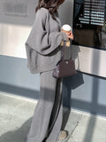Rage! Lazy Old Money Set Wool Knitted Jersey Collar Blouse Straight Thin Knitting Trousers