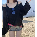 White Long-Sleeved Sunscreen Little Shirt Female Korean Version Of The Summer Thin Hottie Seaside Air Conditioning Hoodie Outside The Top