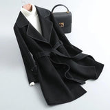 Autumn And Winter New Korean Version Of The Fashion Suit French Style Double Side Of The Coat Of The Coat Of High-End Long Strap Coat