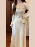Sensing French White Knitted Dress Women Early Autumn 2025 New With Coat Inside The Bottom Skirt