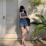2025 Summer South Korea Chic Cross-Series Loose Belt Tight Belt Zipper Dew Denim Strap Shorts