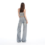 26 Years Of Summer New Retro Vertical Stripe Simple Design Feeling Loose Straight Jeans Women Yichun