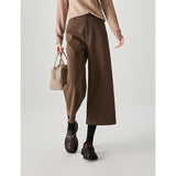 Special Counter Quality 2025 Winter New Fashion Plus Thick Pull Wool Warm Eight-Point Wide Leg Trousers Casual Pants Women Pants