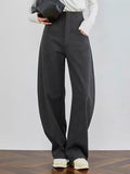 [Share The Good Things] 2025 New Autumn And Winter Banana Pants Women High-Waisted West Pants Dark Gray Loose Broad Leg Pants