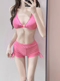 Seaside Vacation Senior Sense Of The Swimsuit Women's Long Sleeve Sunscreen Three-Piece Swimsuit Shirt Sexy Pure Swimsuit