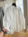 2025 New Station Spring Leg Sleeves Loose Long-Sleeved White Shirt Women Spring And Autumn Design Sense Niche Blouse Tide