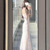 Swing Style Of Thousands Of Kinds Of Skirts Seaside Holiday French High-End Super Beautiful Beautiful Unique Pink Dress