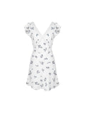 Romantic Lace Small Flying Sleeve Tie With Obliquely Cut Floral Skirt Slings Crissed Flowers Waist Dress