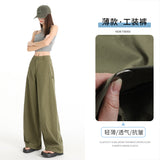 1114 Design Sense Retro Hottie Scissors Trousers Set Thin Multi-Pocket Broad-Legged Workwear Casual Pants Regular