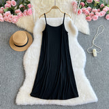 New French Retro-Faded Knitted Sling Dress For French Retro-Dense Knitted Dress