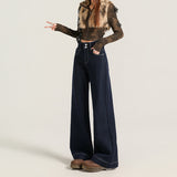 Four Sides Of The Hanging Anti-Fleet Wrinkle Does Not Fade To Keep Warm Elastic Loose Horn Pants High Waist Double Buckle Belly