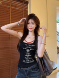 946# Summer New Sweet Lettering Necklace Removable Sling Vest With Brat